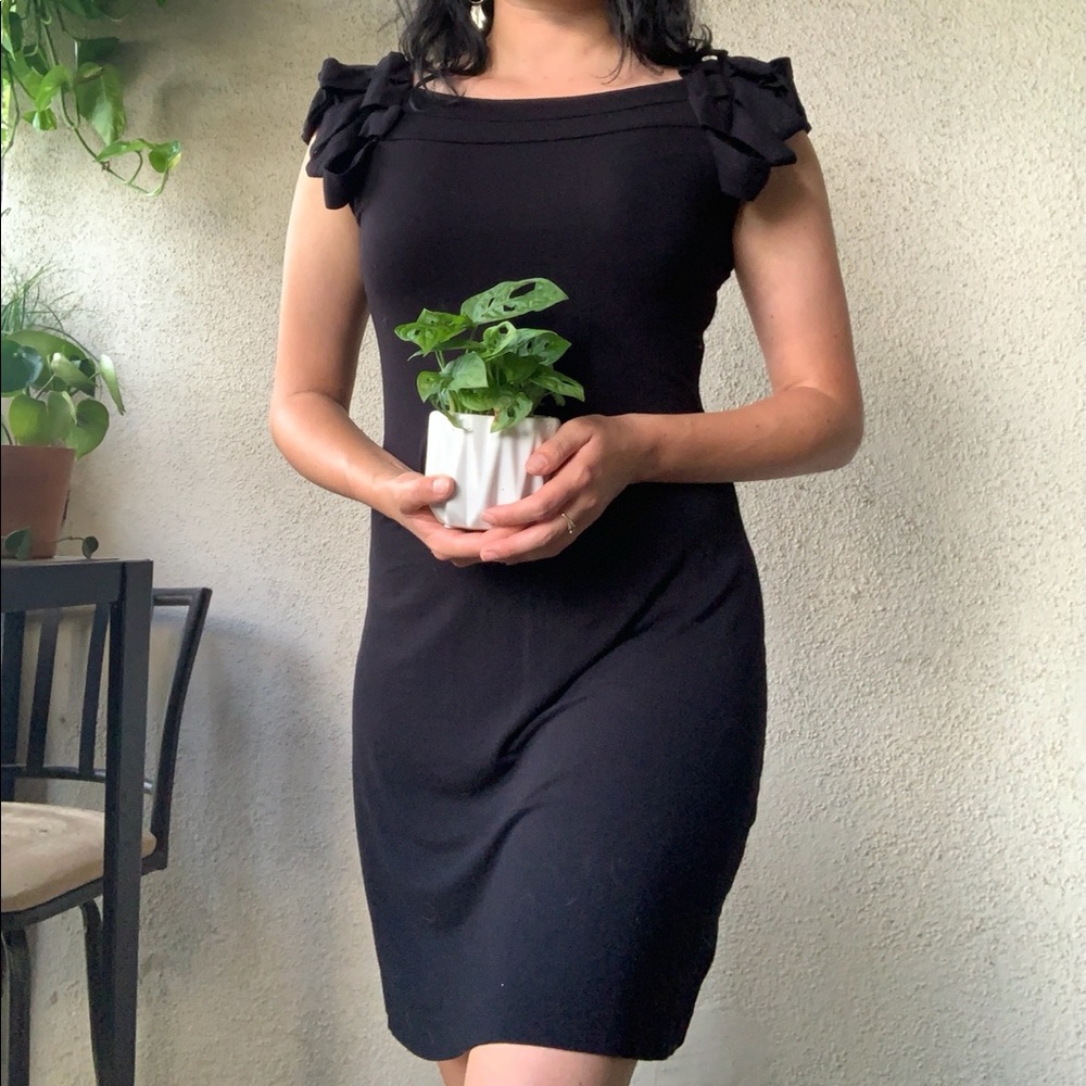 Cynthia Rowley Black Dress Ruffle Sleeve Small